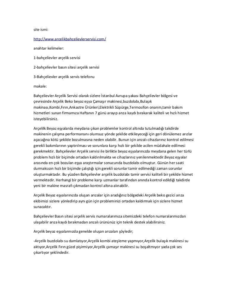 Arcelik Servis Hizmetinin Ilgisizligi Sikayetvar