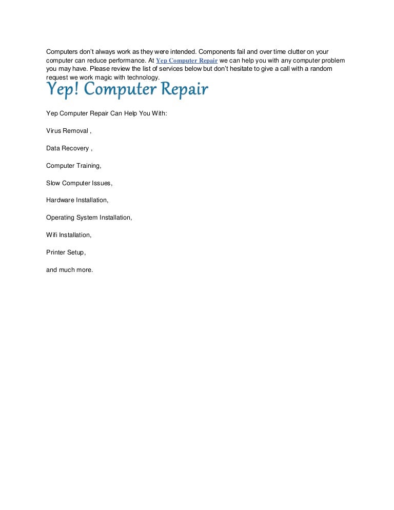 Yep computer repair 