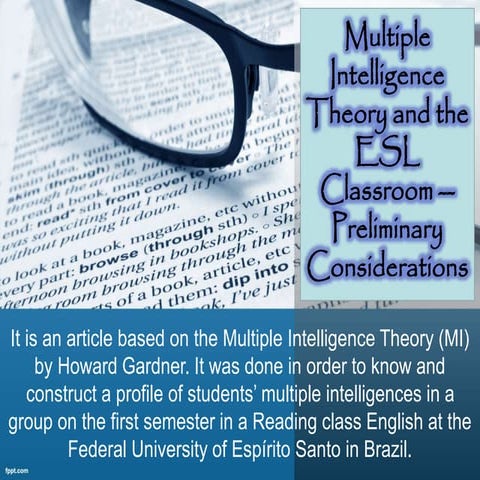 Categorization of the article Multiple Intelligence Theory and the ESL Classroom -- Preliminary Considerations by Karen L. Currie