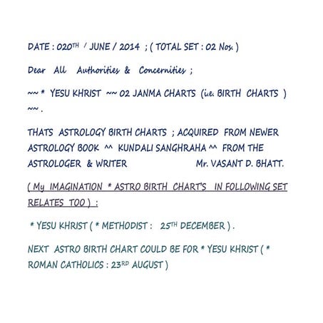 ~~   Yesu khrist  ~~ 02 janma charts  (i.e. birth  charts  ) ~~ .