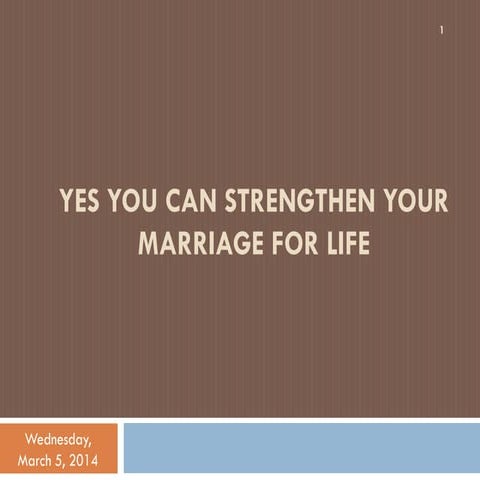Yes you can strengthen your marriage for life
