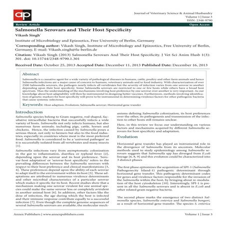 Salmonella serovars-and-their-host-specificity