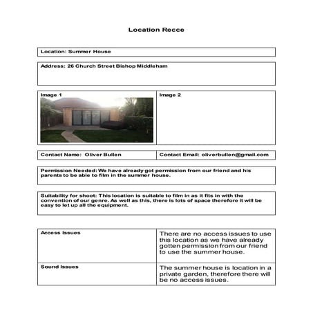 A2 recce checklist sheet | DOCX