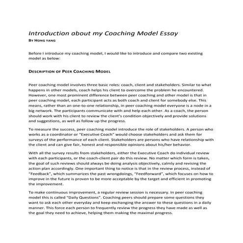 Coaching Model Essay
