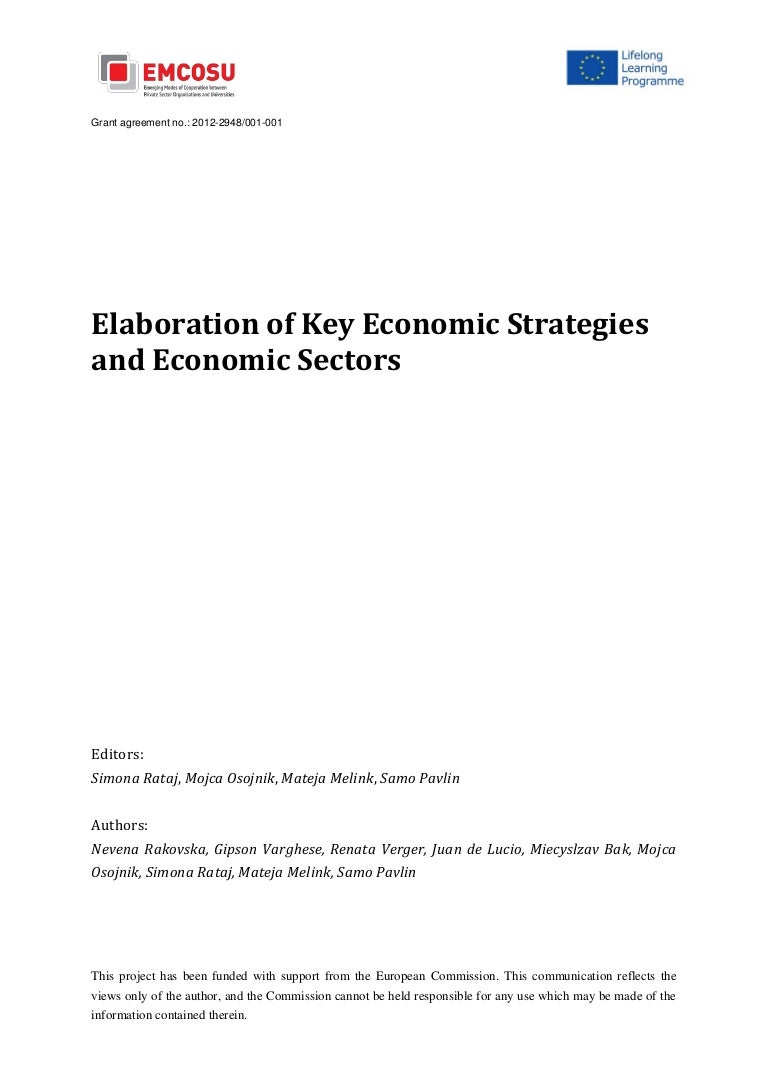Elaboration Of Key Economic Strategies And Economic Sectors Elaboration Of Key Economic Strategies And Economic Sectors