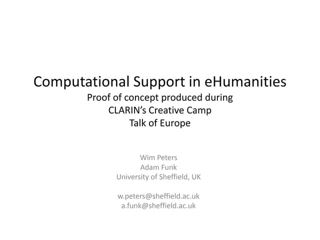 Information Extraction in the TalkOfEurope Creative Camp