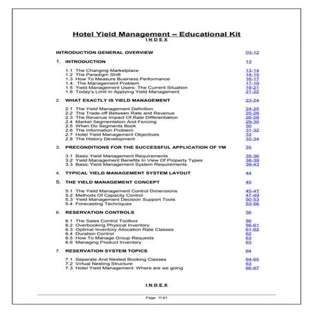 Yield management | DOC