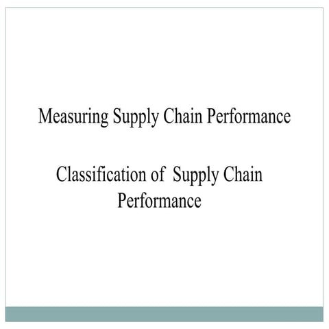Supply Chain Performance