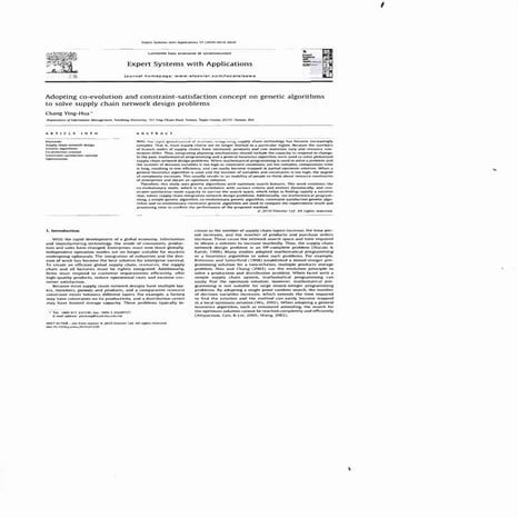 Ying hua, c. (2010): adopting co-evolution and constraint-satisfaction concept on genetic algorithms to solve supply chain network design problems