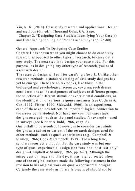 Yin, R. K. (2018). Case study research and applications Design an.docx