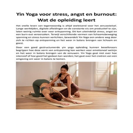 Yin Yoga Training for Stress, Anxiety, and Burnout Recovery | PDF