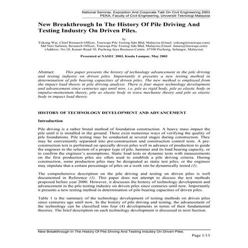 YJACK | Impact Load Theory Tech Paper 2003 -  PileTalk 2003 New Breakthrough ...