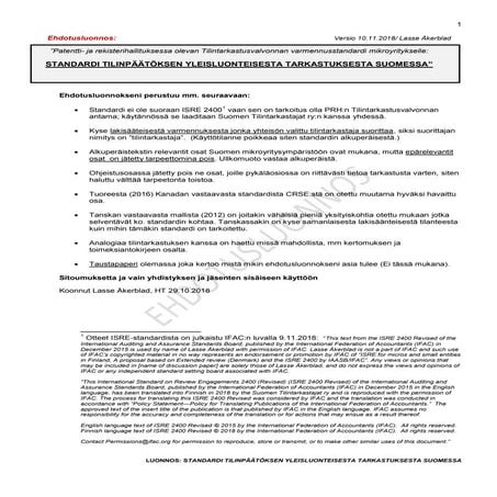 Yleisluonteinen tarkastus Suomessa ehdotus 11.2018 Lasse Åkerblad