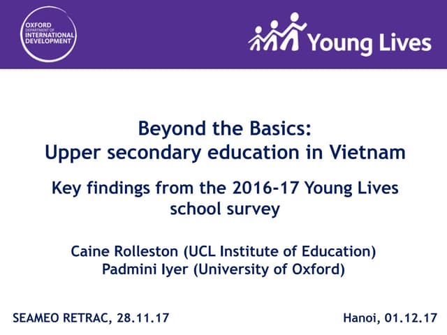Key findings from the 2016-17 Young Lives School Survey in Vietnam