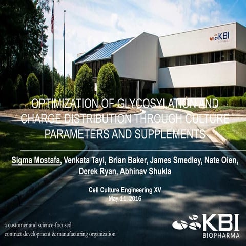 Optimization of Glycosyation & Charge Distribution Through Culture Parameters...