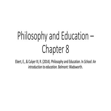 Philosophy and education – chapter 8