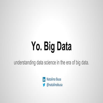 Yo. big data. understanding data science in the era of big data.