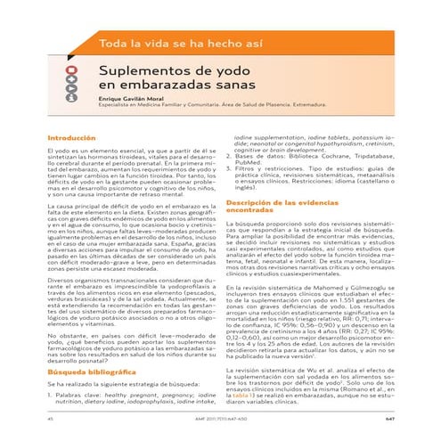 Suplementos de yodo en embarazadas sanas