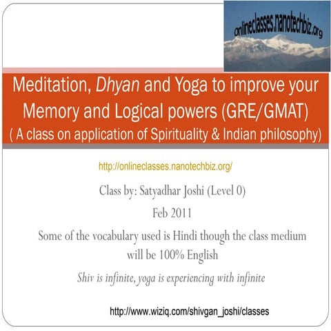 	 Meditation, Dhyan and Yoga to improve your memory and logical thinking