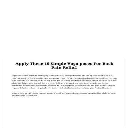 Yoga poses for back pain relief | PDF