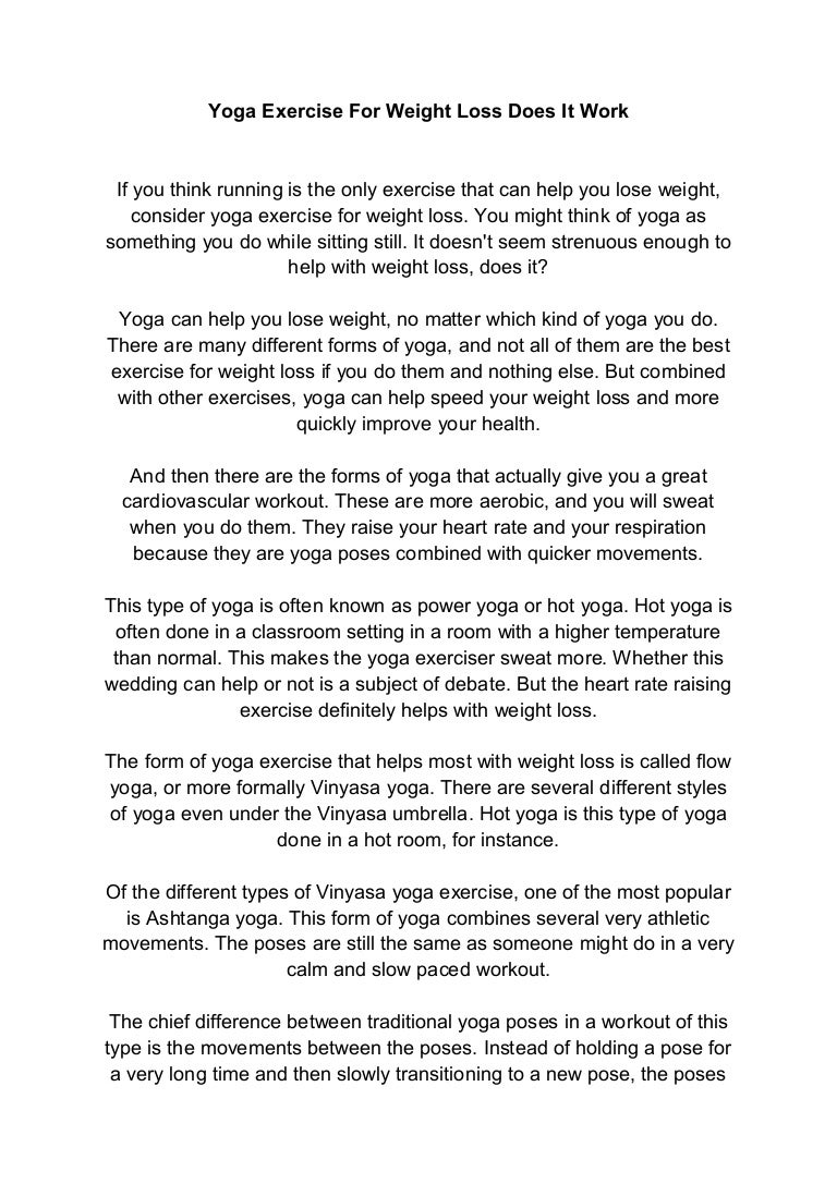 Yoga exercise for weight loss does it work