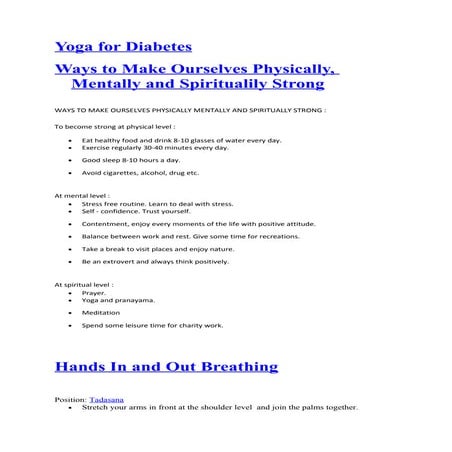 Yoga for diabetes
