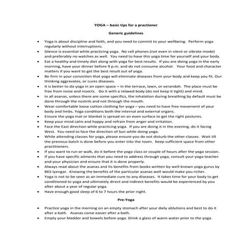 Yoga - Basic tips for an avid practitioner