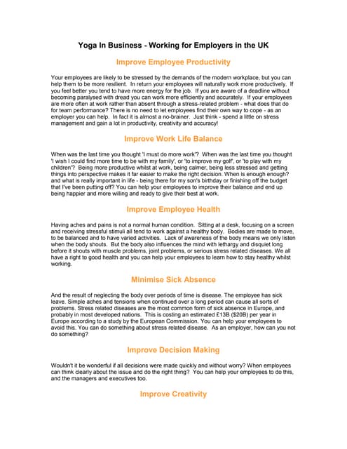 Yoga in business
