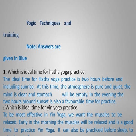 Yogic Techniques and training examination