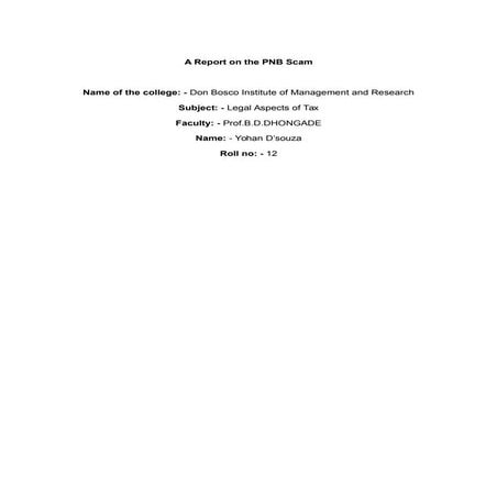 A Report on the Punjab National Bank Scam (Nirav Modi)