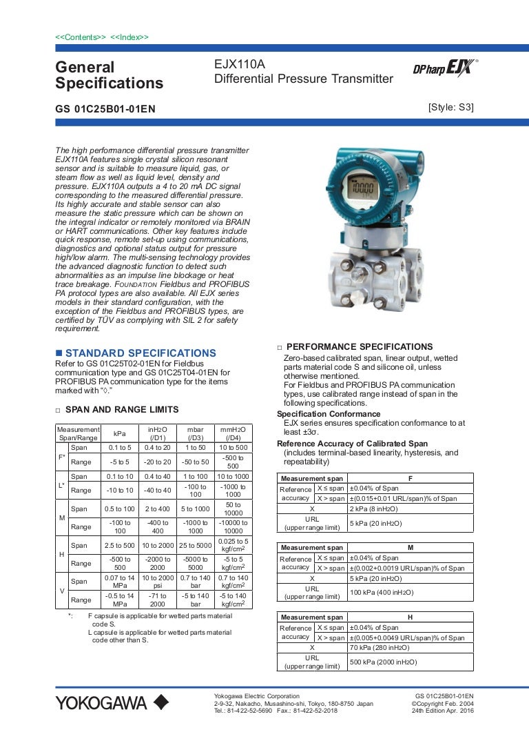 Yokogawa Differential Pressure Transmitter