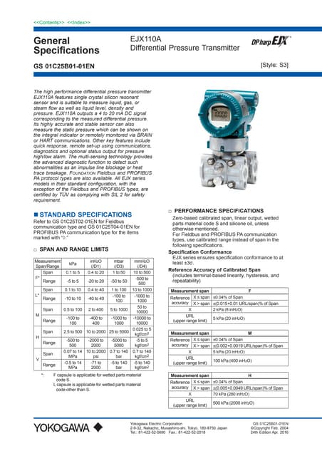 Yokogawa Differential Pressure Transmitter