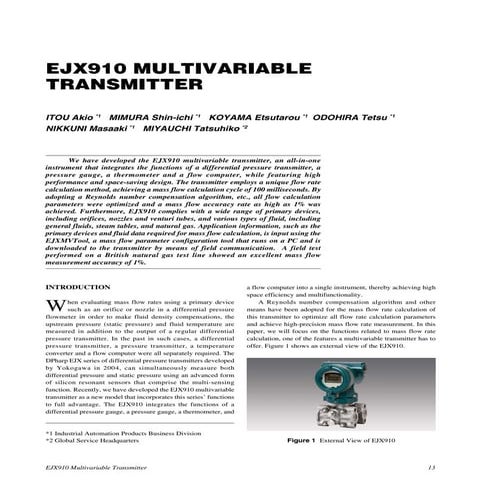 Yokogawa Multivariable Transmitter EJX910