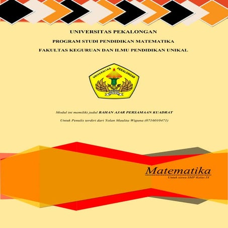 Bahan Ajar Persamaan Kuadrat SMP Kelas IX Kurikulum 2013