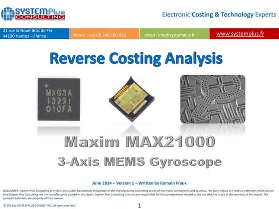 Mems Packaging Reverse Technology Review System Plus MEMS & Sensors