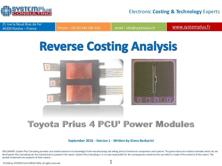 Toyota Prius 4 PCU Power Modules teardown reverse costing report pu…