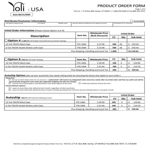 Purchase Order Form Prom 2010 | PDF