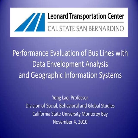 LTC, Jack R. Widmeyer Transportation Research Conference, 11/04/2011, Yong Lao