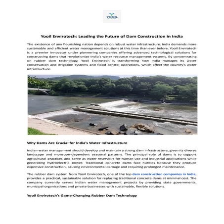 Yooil Envirotech: Leading Dam Construction in India
