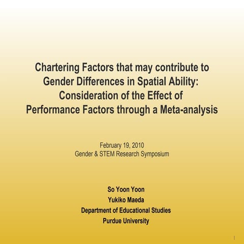 Chartering Factors that may contribute to Gender Differences in Spatial Abili...