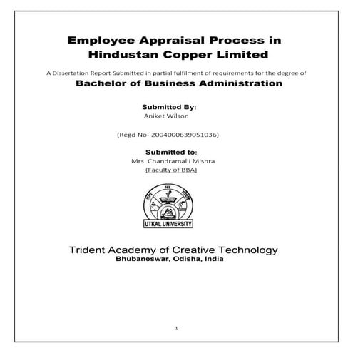 A project on employee appraisal process in Hindustan Copper Limited