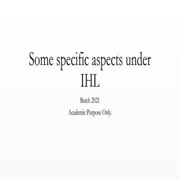 specific aspects of International Humanitarian Law