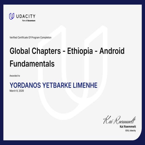 Verified Certificate of Completion for Android Fundamentals Program | PDF