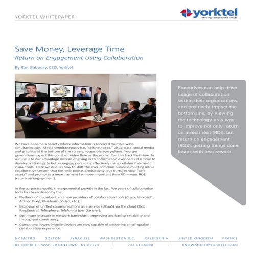 Yorktel Whitepaper: Save Money, Leverage Time Return on Engagement Using Coll...