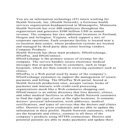 You are an information technology (IT) intern working for Health N.docx