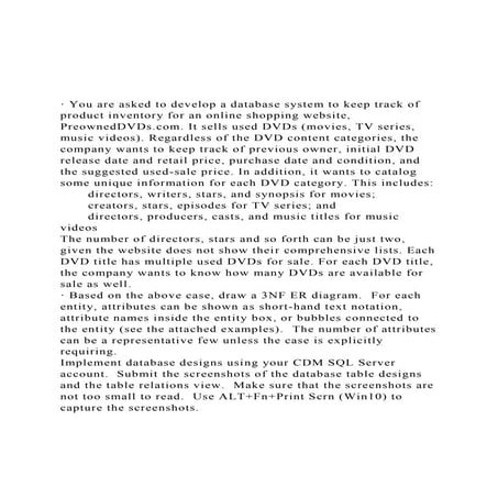 · You are asked to develop a database system to keep track o.docx