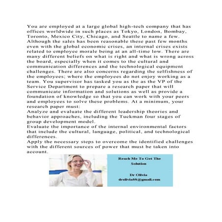 You are employed at a large global high-tech company that has office.docx