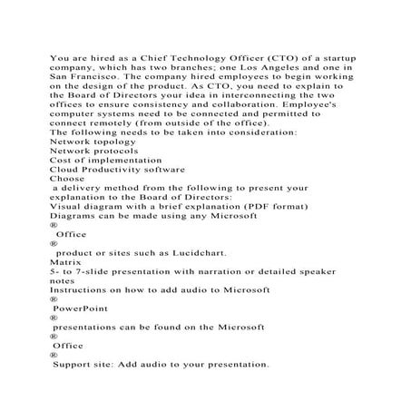 You are hired as a Chief Technology Officer (CTO) of a startup com.docx