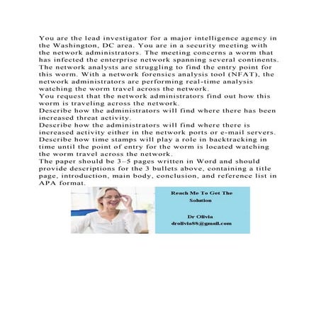 You are the lead investigator for a major intelligence agency in the.docx