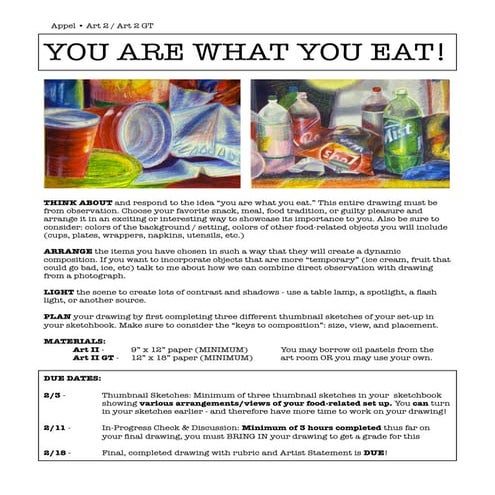 You are what you eat hw 2014